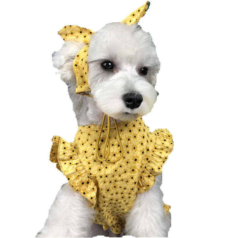 Cotton Yellow Pet Clothes Summer Dress Cute Dog Fashions Pet Clothes Puppy