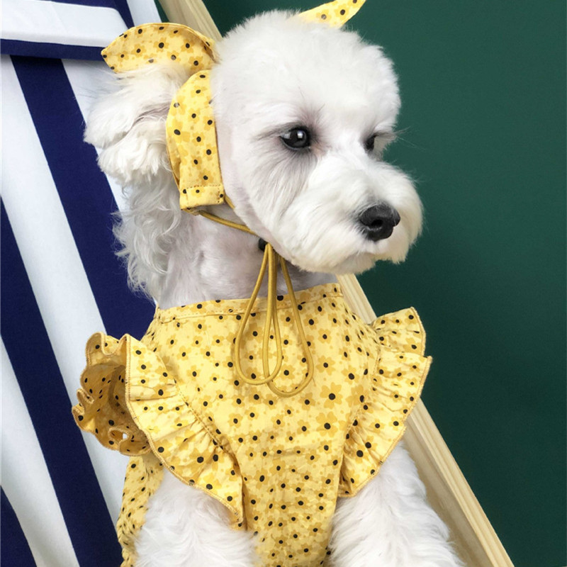 Cotton Yellow Pet Clothes Summer Dress Cute Dog Fashions Pet Clothes Puppy