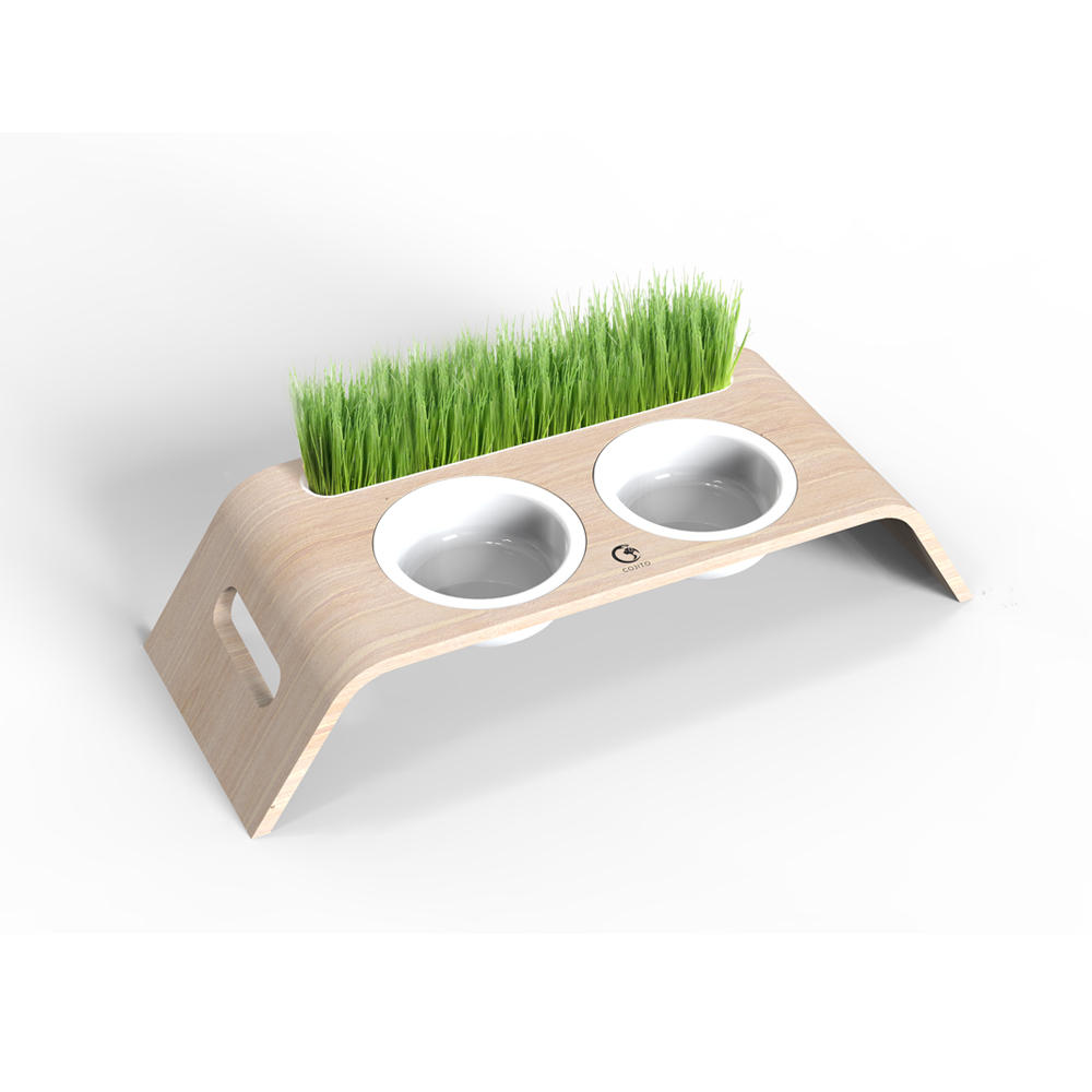 Creative Elevated Pet Bowls Cat Bowls With Pet Grass Planting Groove