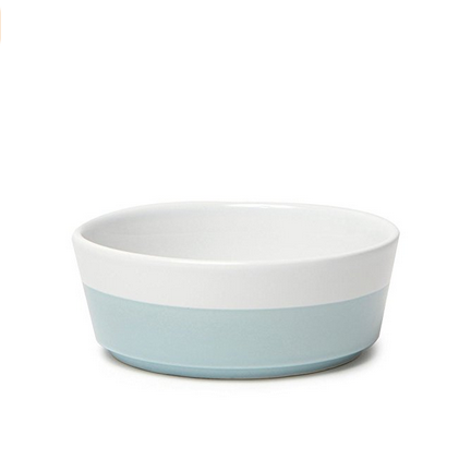 Custom Logo Home Goods Round Blue White Ceramic Pet Dog Bowl