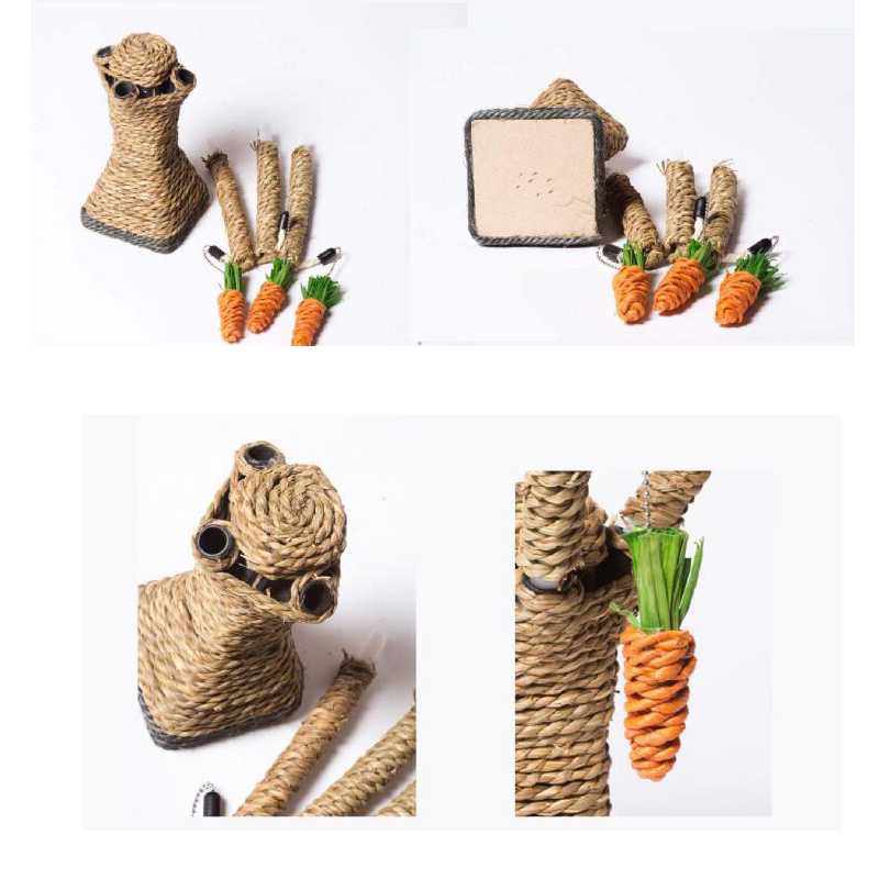 Custom Natural Seaweed Cat Scratcher Toy Sisal Cat Scratching Tree With Toys