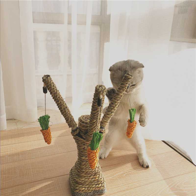 Custom Natural Seaweed Cat Scratcher Toy Sisal Cat Scratching Tree With Toys