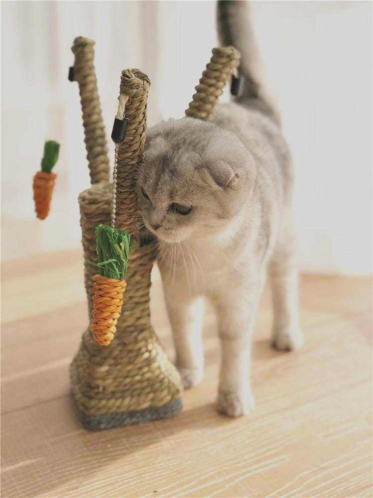 Custom Natural Seaweed Cat Scratcher Toy Sisal Cat Scratching Tree With Toys