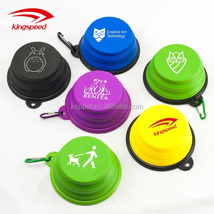 Custom Pattern Logo Bpa Collapsible 350ml Pet Bowl Dog Cat Foldable Travel Bowls