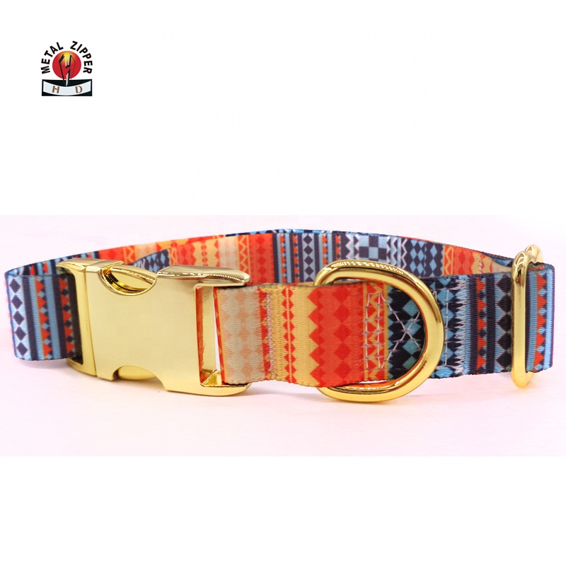 Custom Polyester Webbing Print Personalized Pet Collar Puppy Dog ID Engraved Adjustable Collar
