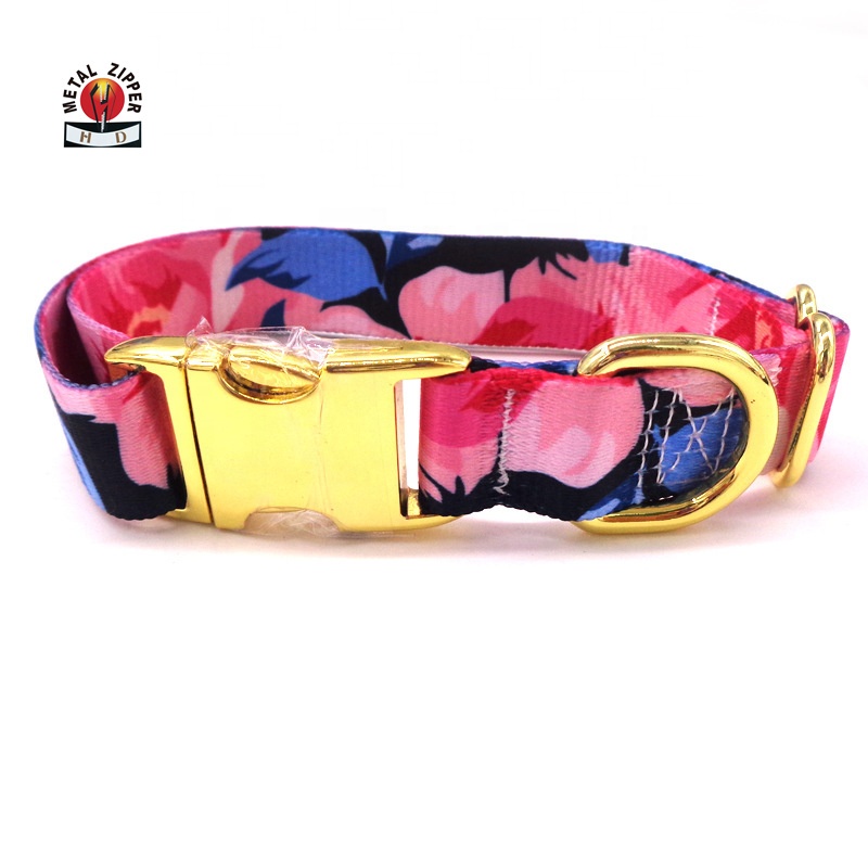 Custom Polyester Webbing Print Personalized Pet Collar Puppy Dog ID Engraved Adjustable Collar