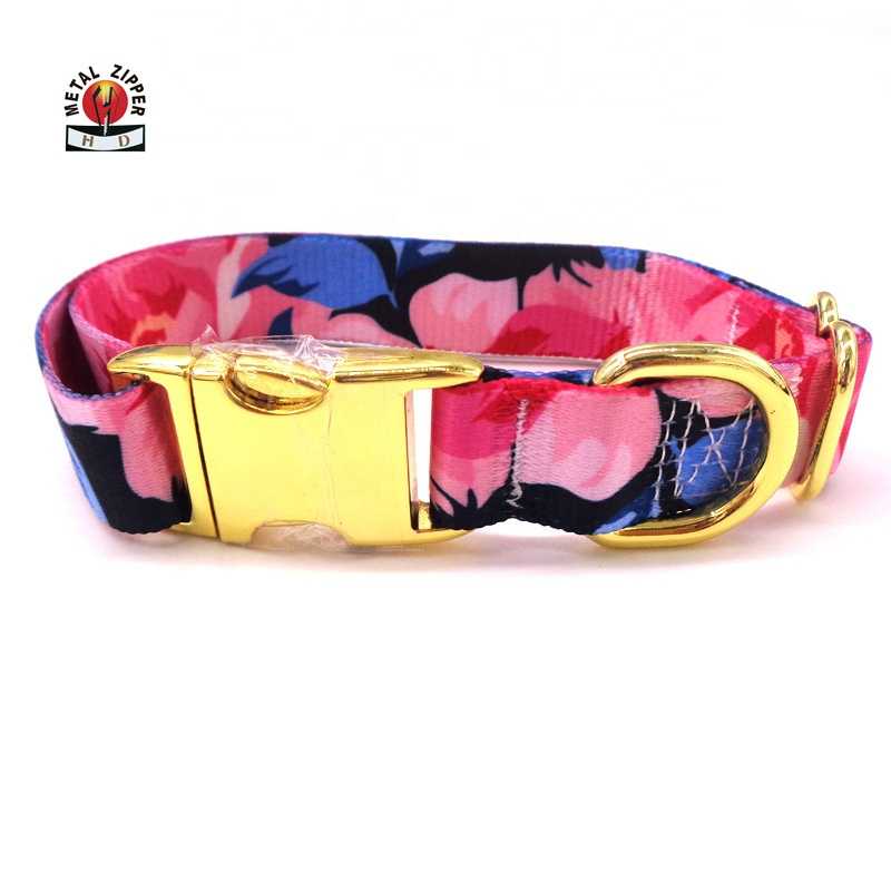 Custom Polyester Webbing Print Personalized Pet Collar Puppy Dog ID Engraved Adjustable Collar