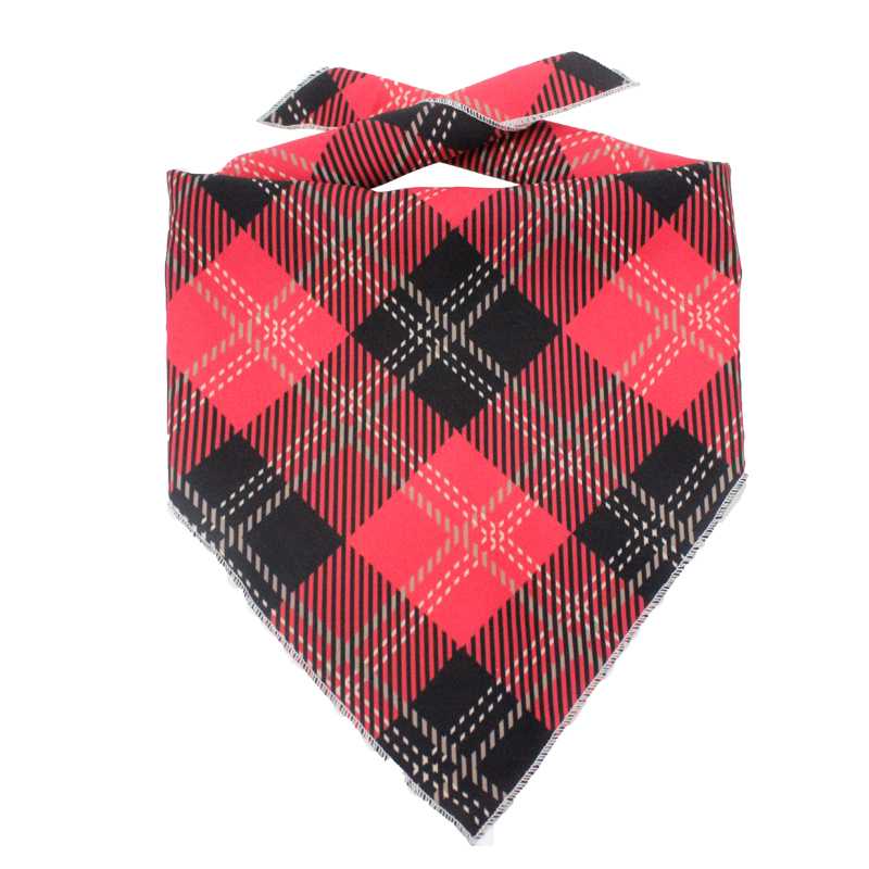 Custom Printed Pet Polyester Plaid Dog Bandanas