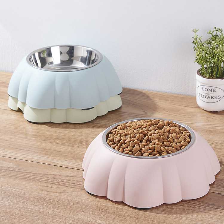 Cute Stainless Steel Dog Bowl Removable Food Pet Bowl Feeder With Bolt Holder