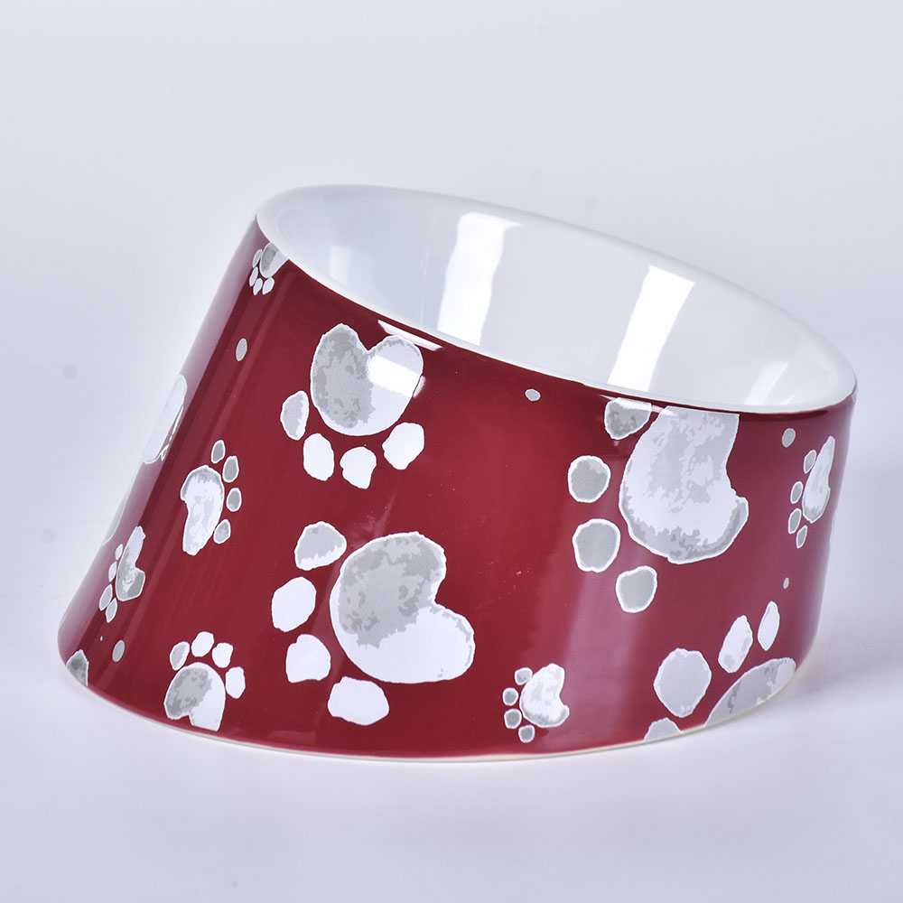 Designed Pet White Black Custom Ceramic Dog Food Water Feeding Bowl