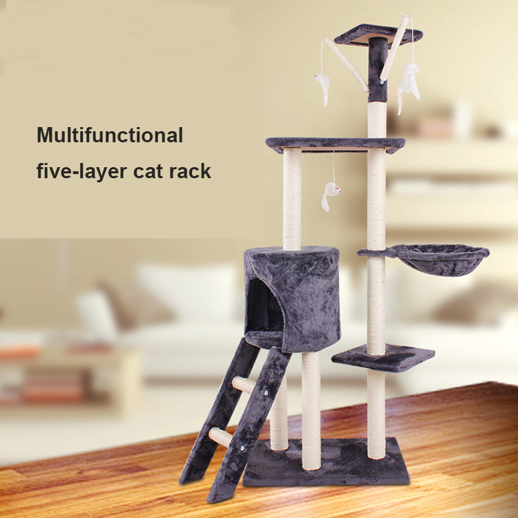 Diy Large Pet Cat Activity House Tower Condo Sisal Wooden Scratching Cat Tree