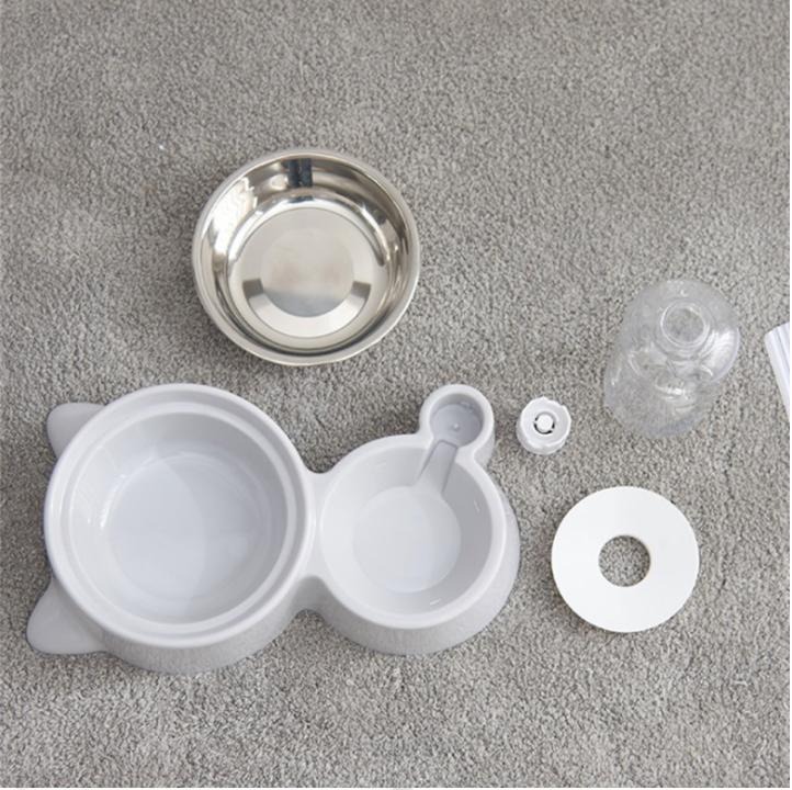 Dog Bowl 2 In 1 PP Stainless Steel Automatic Water Dispenser Feeder NonSlip Pet Dog Cat Drinker Cute Pet Food Container