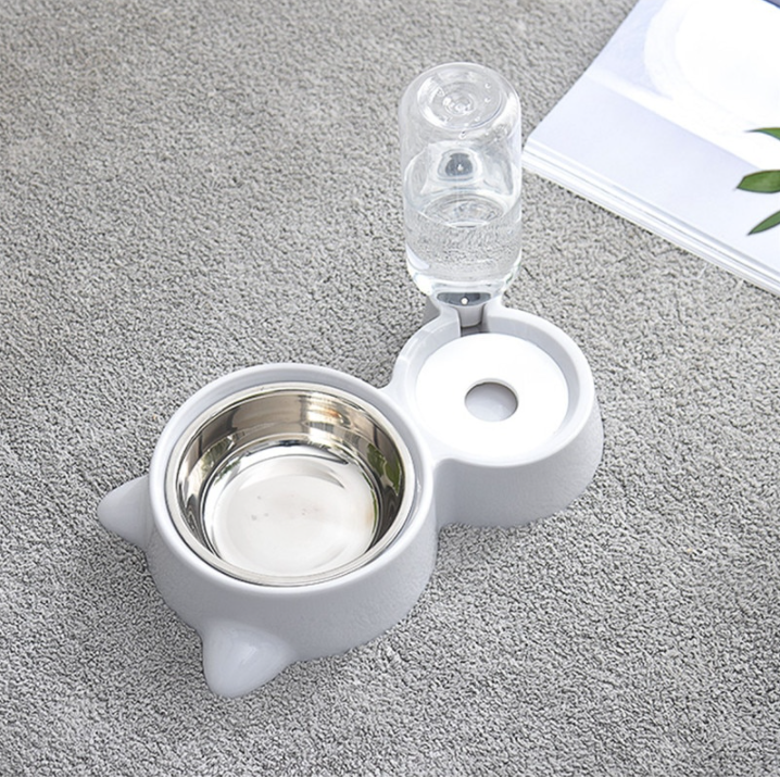 Dog Bowl 2 In 1 PP Stainless Steel Automatic Water Dispenser Feeder NonSlip Pet Dog Cat Drinker Cute Pet Food Container