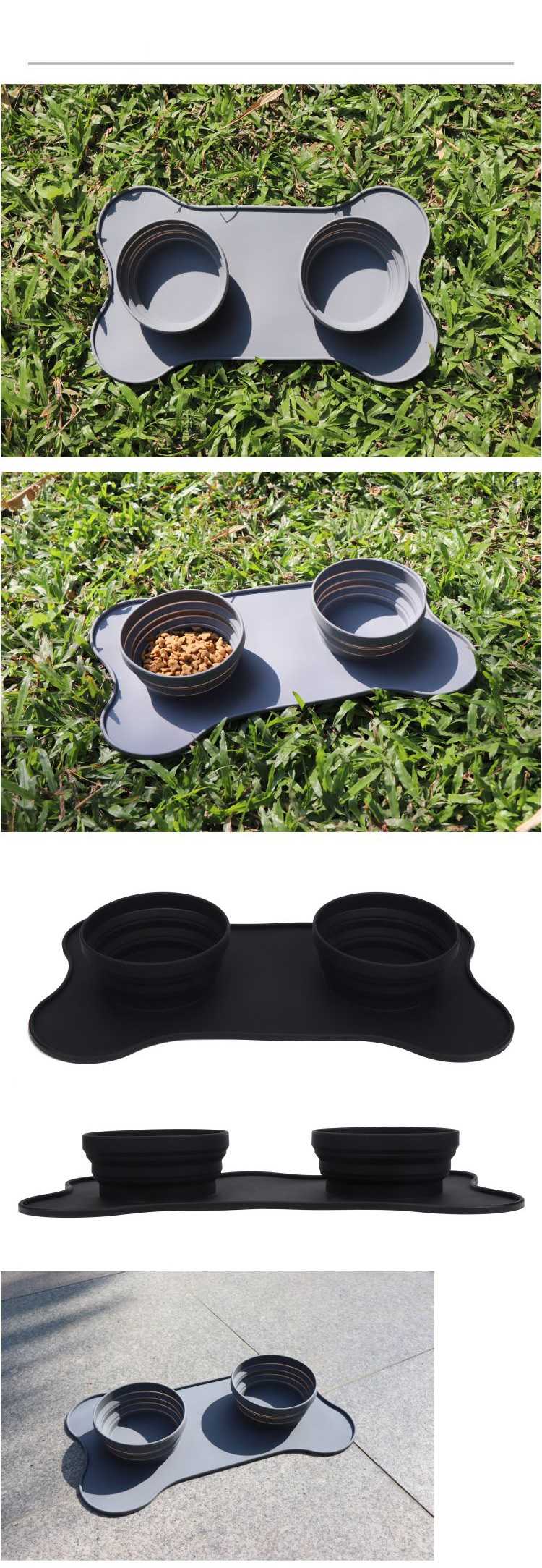 Dog Cat Bowls Double Dog Food Water Bowls With NoSpill NoSkid Silicone Mat Pet Feeder Bowls Puppy Kittens