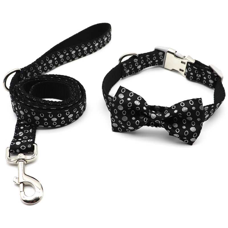 Dot Print Cute Pet Cord Lead Dog Collar Leash Set Personalized