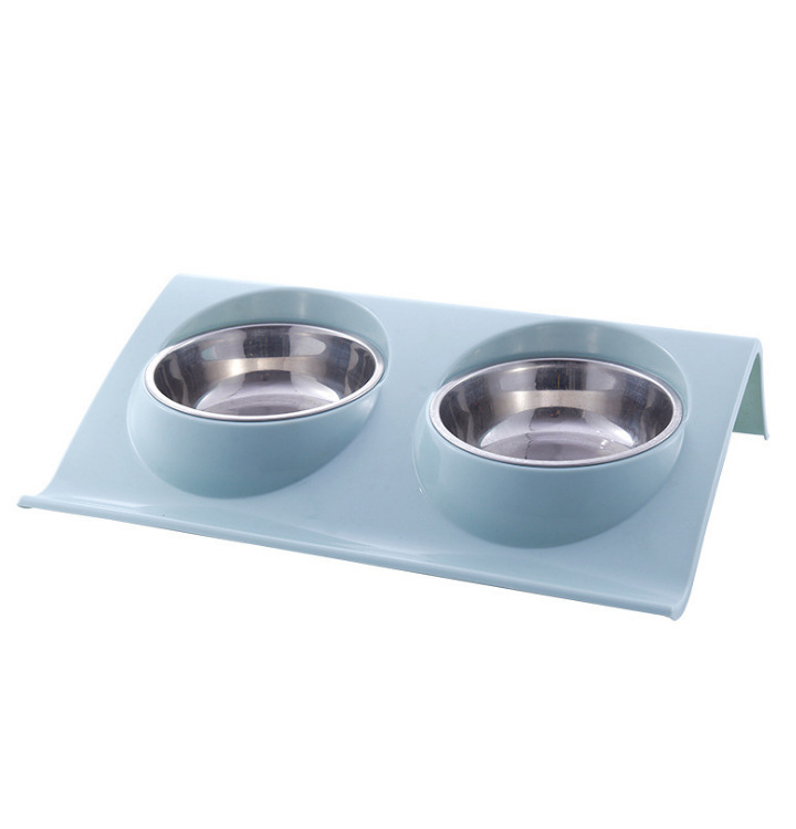 Double Layer Pet Bowl Travel Outdoor Non Slip Stainless Steel Plastic Slow Feeder