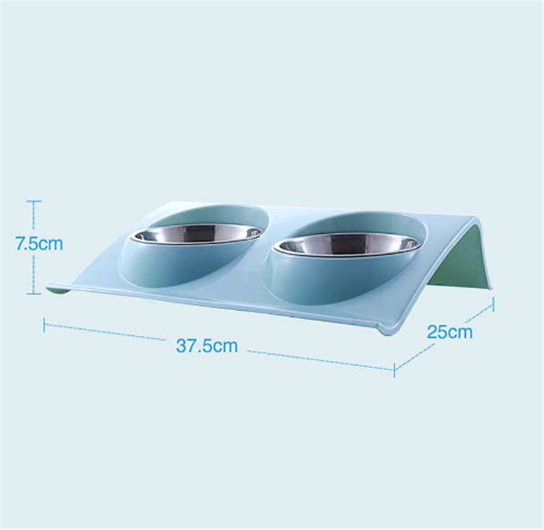 Double Layer Pet Bowl Travel Outdoor Non Slip Stainless Steel Plastic Slow Feeder