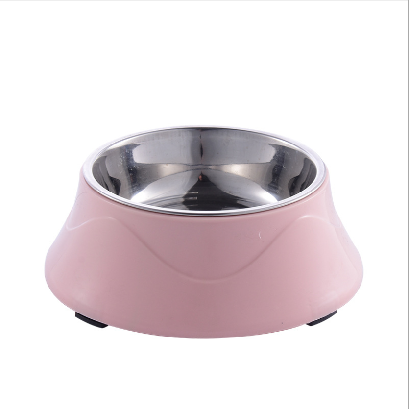 Doublelayer Dual Purpose Pet Plastic Bowl Dog Food Bowls Stainless Steel