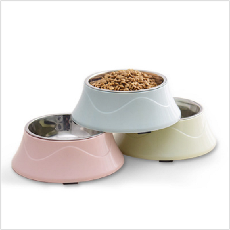 Doublelayer Dual Purpose Pet Plastic Bowl Dog Food Bowls Stainless Steel