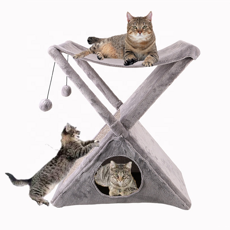 Easy Foldable Indoor X Small Cat Tree Scratching House Playground Cool Kitty Condo Playhouse Cat Tower