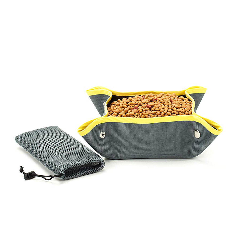 Easy Travel Foldable Pocket Size Collapsible Canvas Dog Bowl Portable