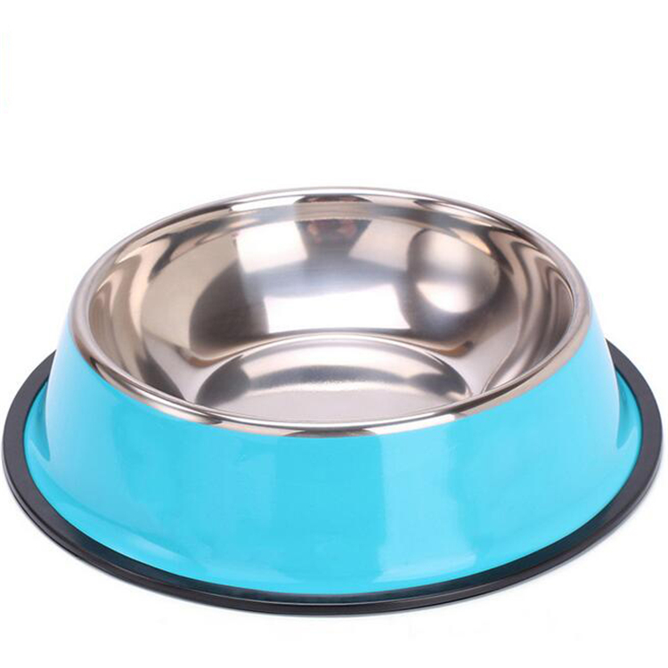 Ecofriendly Rubber Bottom Nonslip Metal Stainless Steel Pet Dish Feeder Dog Bowl