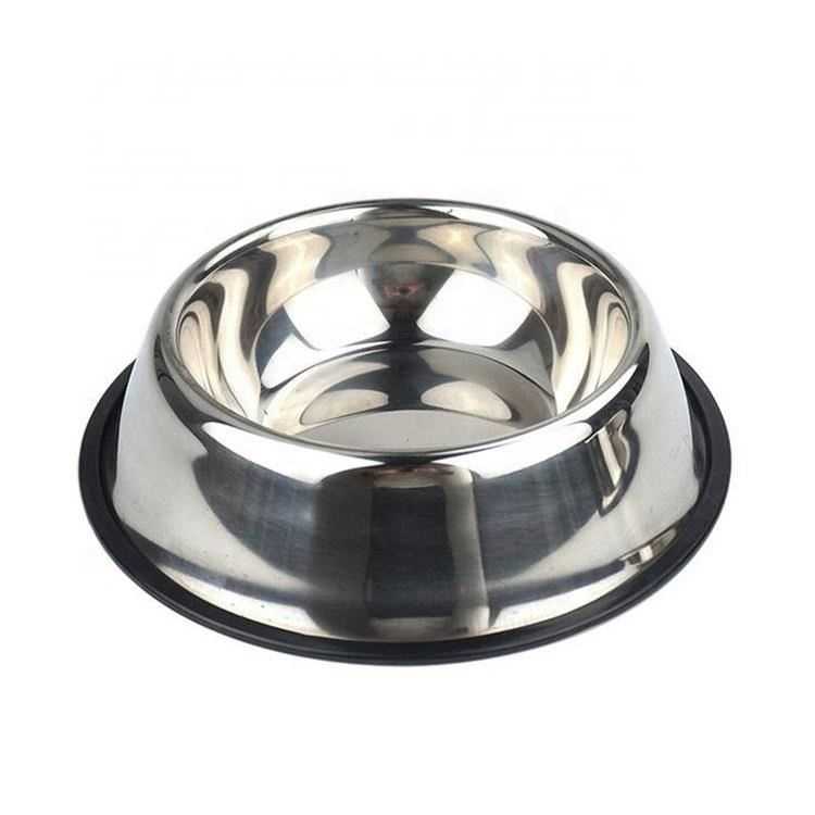 Ecofriendly Rubber Bottom Nonslip Metal Stainless Steel Pet Dish Feeder Dog Bowl