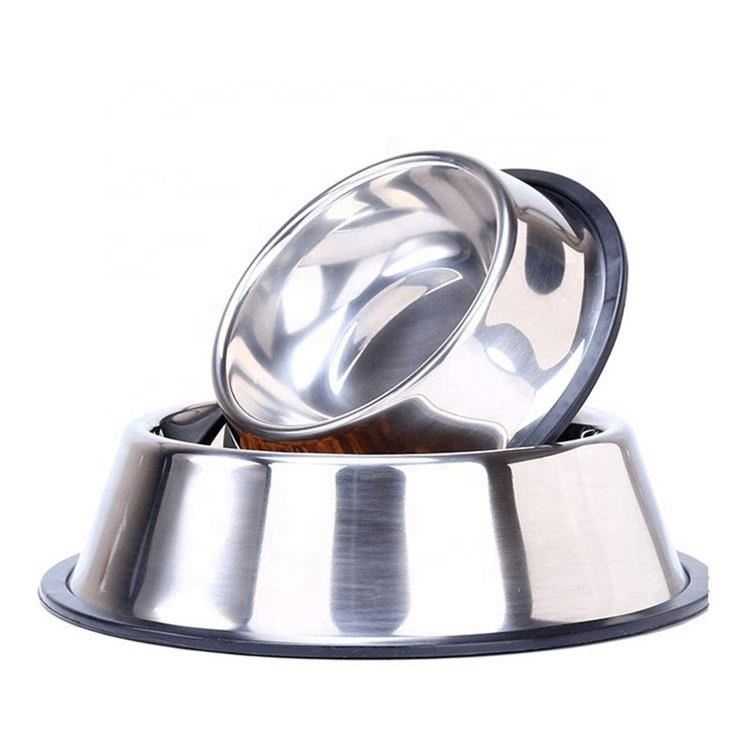 Ecofriendly Rubber Bottom Nonslip Metal Stainless Steel Pet Dish Feeder Dog Bowl