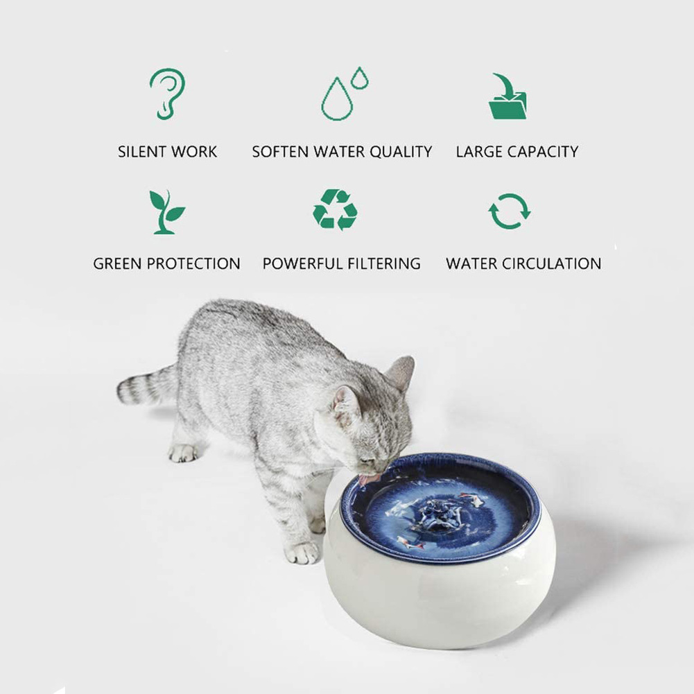 Electric Ceramic Cat Drinking Water Fountain Cats Dogs Drinking Bowl Automatic Cat Water Fountain Dispenser Pet Bowl 15L