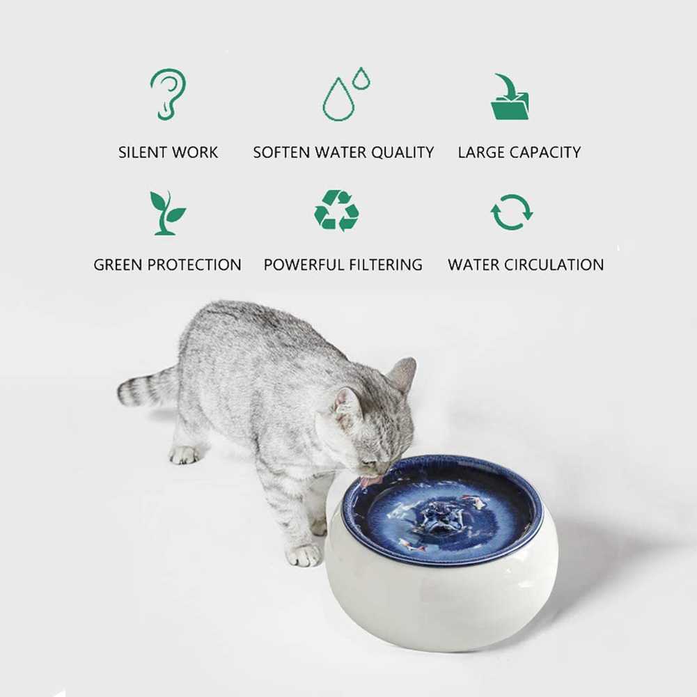 Electric Ceramic Cat Drinking Water Fountain Cats Dogs Drinking Bowl Automatic Cat Water Fountain Dispenser Pet Bowl 15L