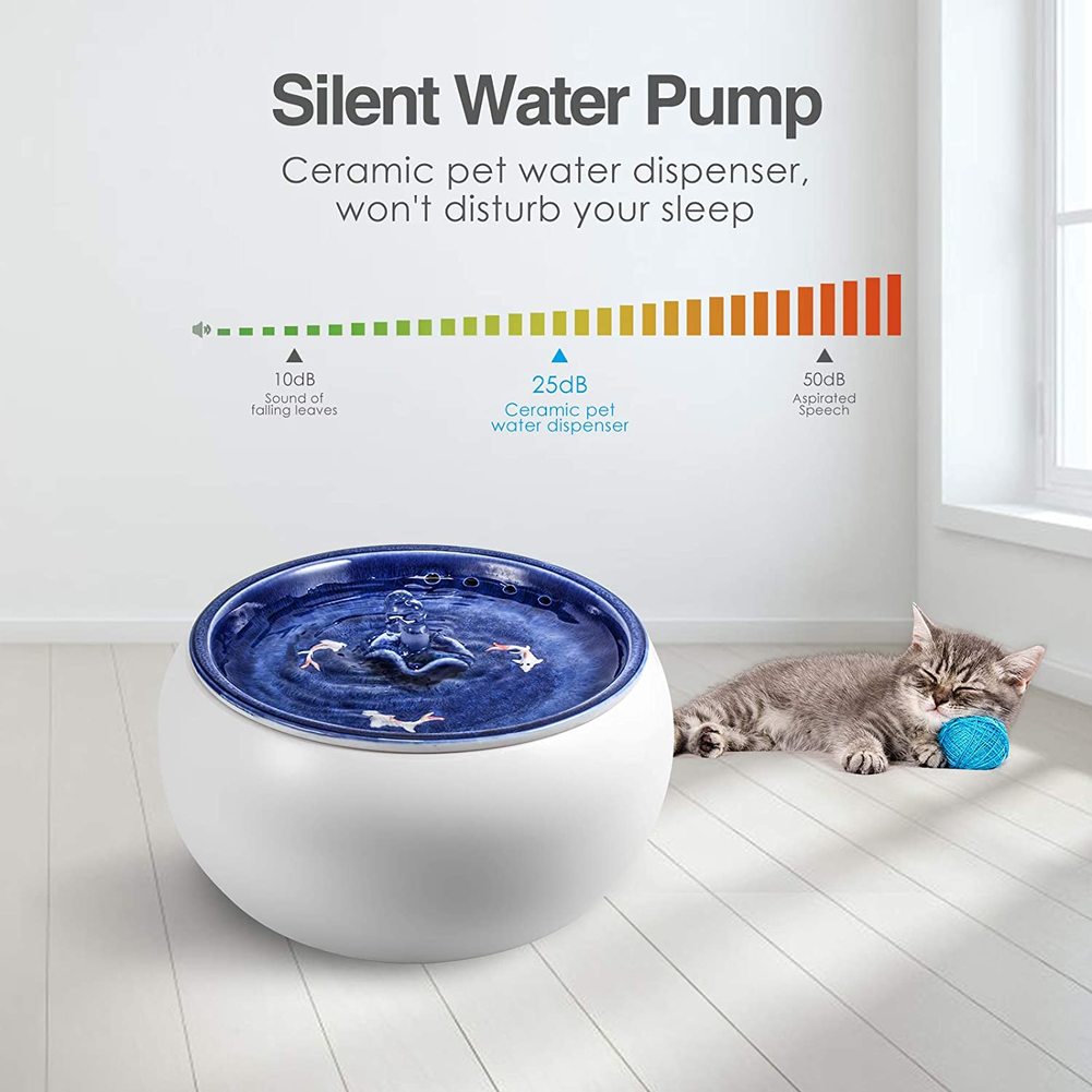 Electric Ceramic Cat Drinking Water Fountain Cats Dogs Drinking Bowl Automatic Cat Water Fountain Dispenser Pet Bowl 15L