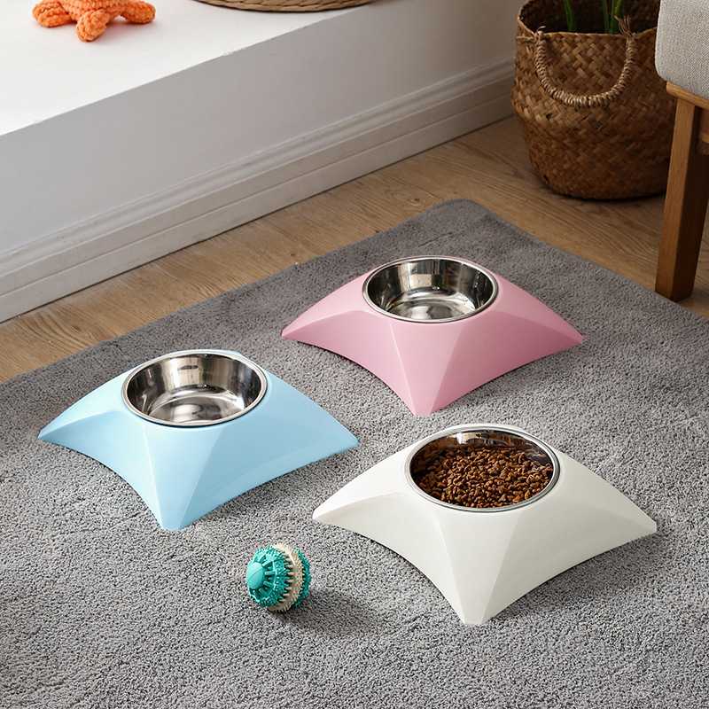 Elevated Stainless Steel Pet Bowls Cat Raised Stand Neat Dish Pet Food Feeder Dog Bowl