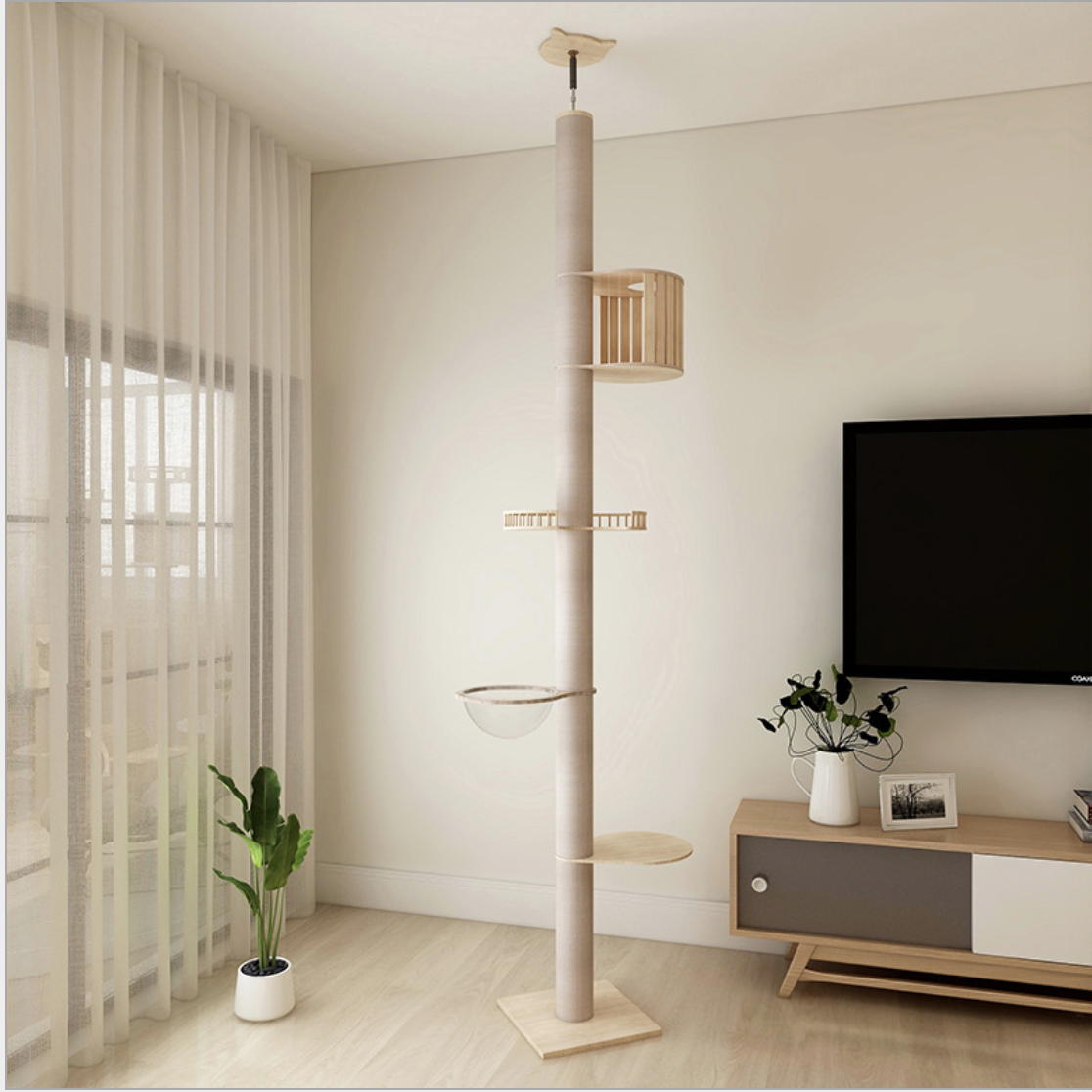 Floor To Ceiling Cat Tree Climbing Frame Cat Scratcher Tree