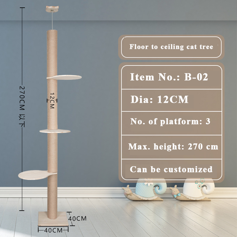 Floor To Ceiling Cat Tree Climbing Frame Cat Scratcher Tree