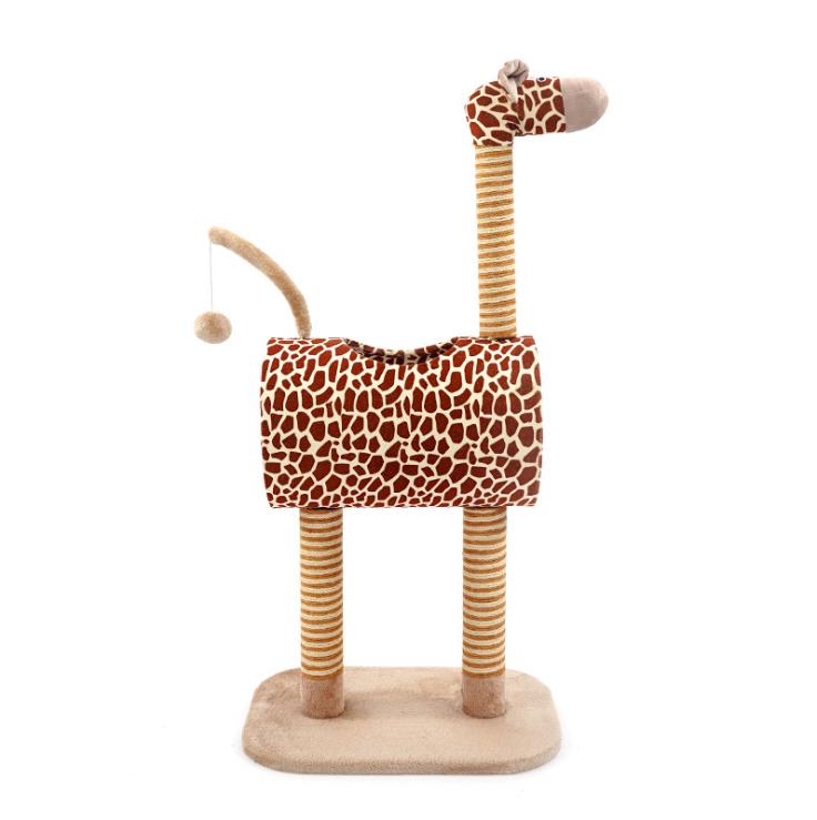 Giraffe Shape Cat Tree Scratcher With Cat Scratcher Ball Tower Cat Tree Natural Sisal Fiber