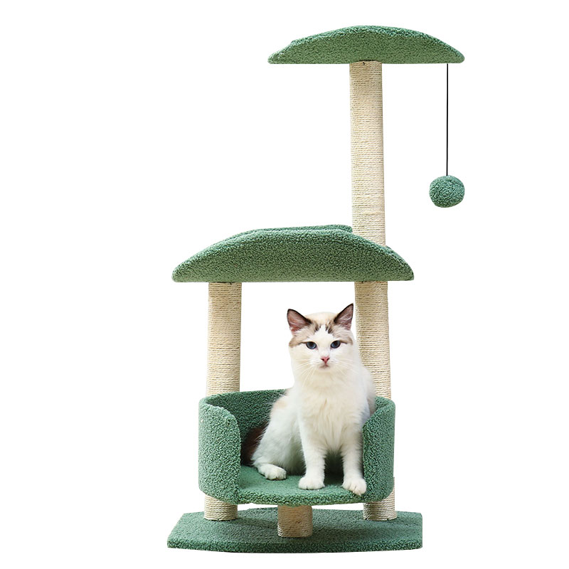 Green Double Leaf Stable Firm Sisal Cat Climbing Frame Wall Cats