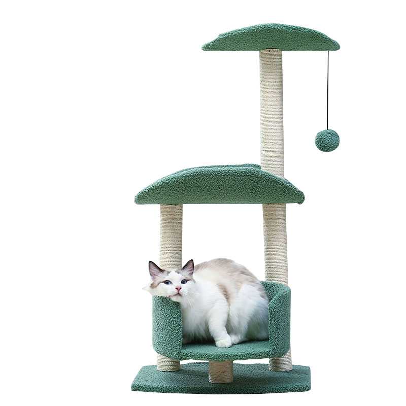 Green Double Leaf Stable Firm Sisal Cat Climbing Frame Wall Cats