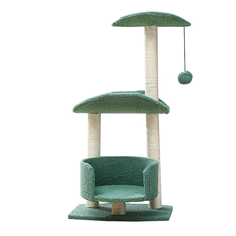 Green Double Leaf Stable Firm Sisal Cat Climbing Frame Wall Cats