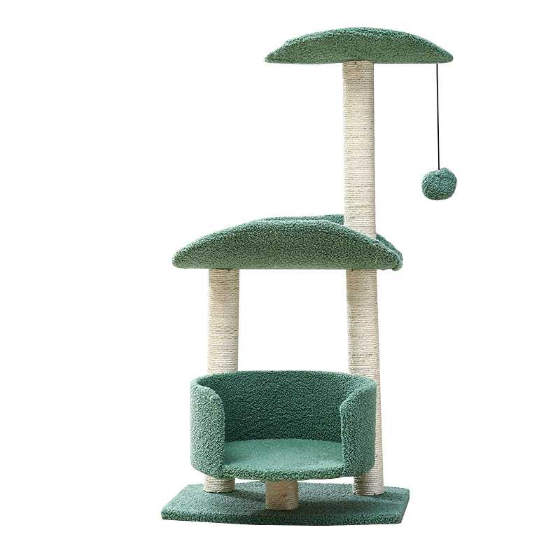 Green Double Leaf Stable Firm Sisal Cat Climbing Frame Wall Cats