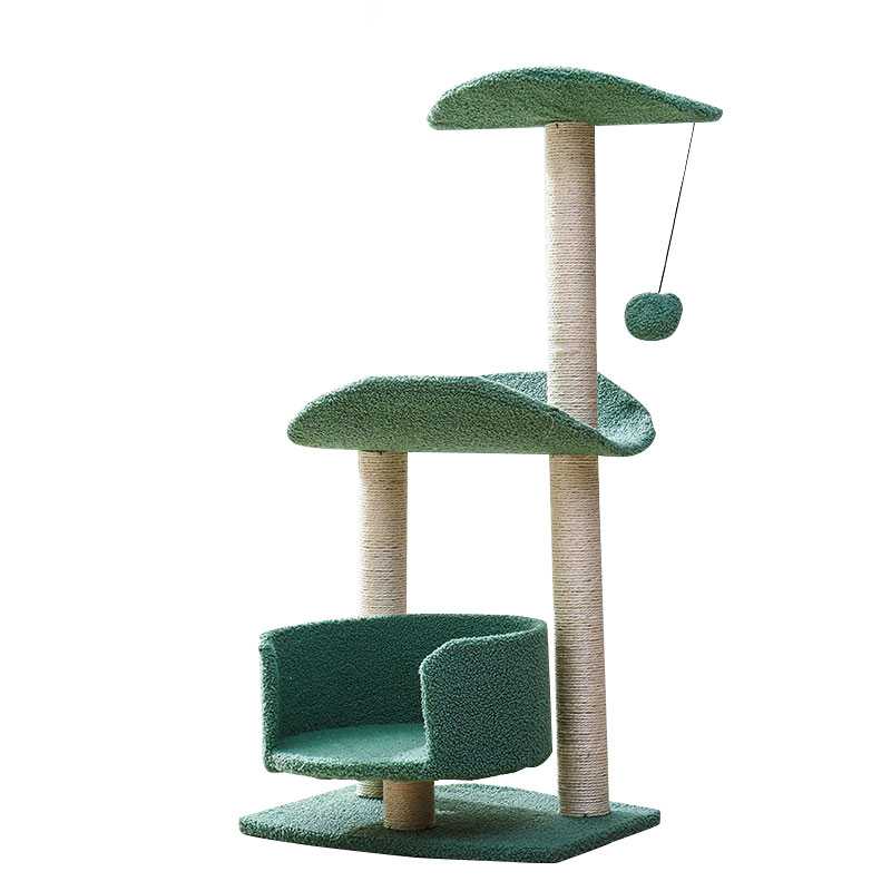 Green Double Leaf Stable Firm Sisal Cat Climbing Frame Wall Cats