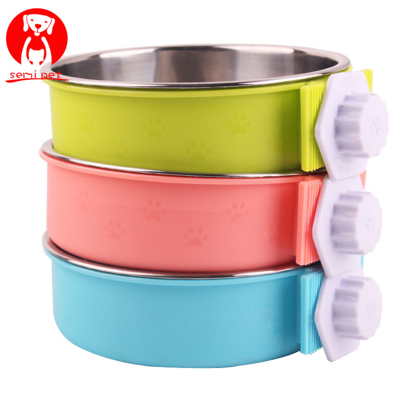 Hanging Pet Bowl On Cages Single Accessory Dogs Feeding Watering Supplies