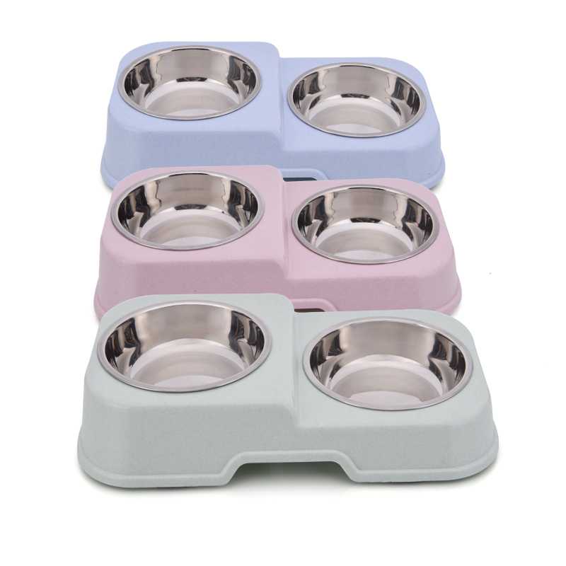 Healthy Tableware Simple Environmental Ladder Stainless Steel Liner Pet Dog Cat Food Water Bowl Feeder