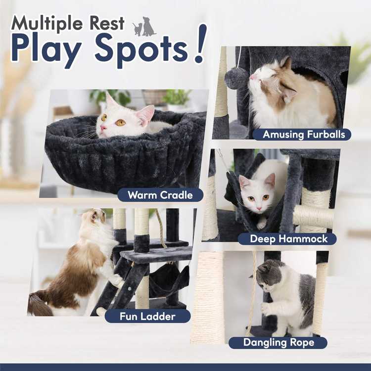 Indoor Kitty Climbing Furniture Carpet Covered Kitten Activity Cat Tree Tower With Scratching Posts