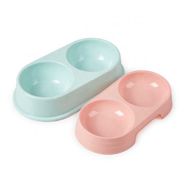 Ing Stainless Healthy Double Pink Firm Plastic Feeder Food Pet Bowl