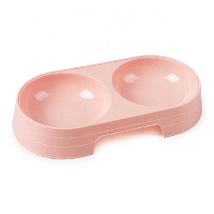 Ing Stainless Healthy Double Pink Firm Plastic Feeder Food Pet Bowl