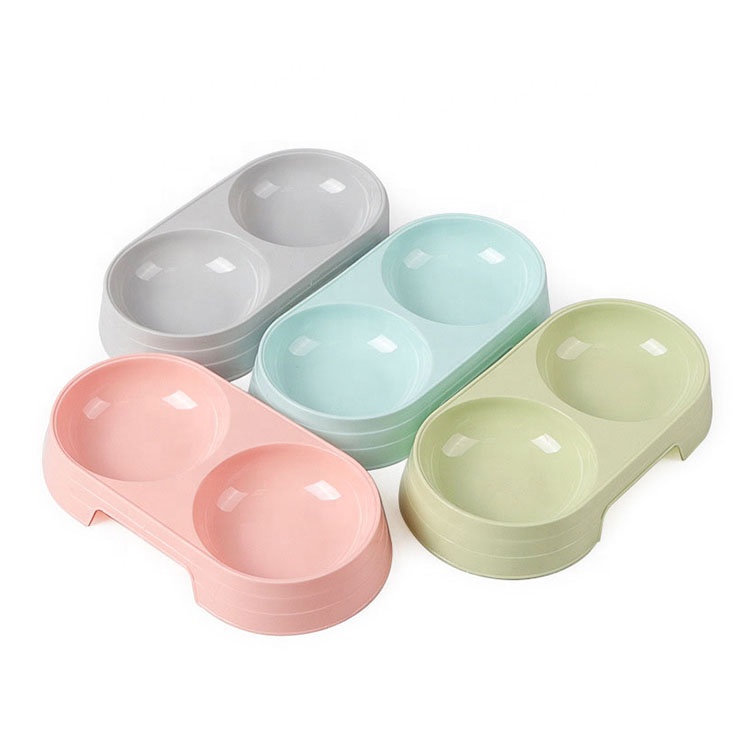 Ing Stainless Healthy Double Pink Firm Plastic Feeder Food Pet Bowl