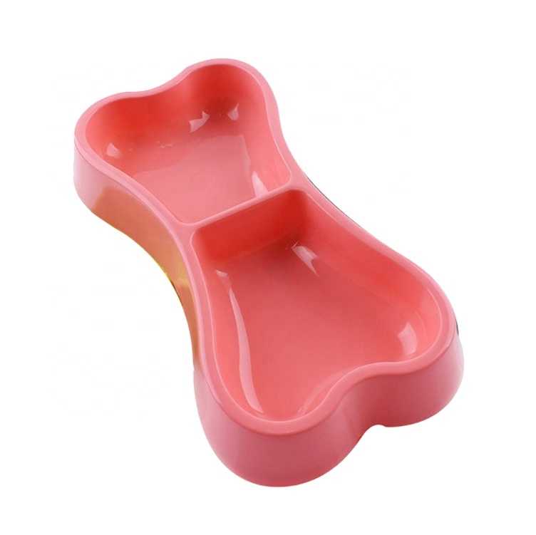 Kingtale Bone Shape Plastic Pet Dog Bowl Food Feeder