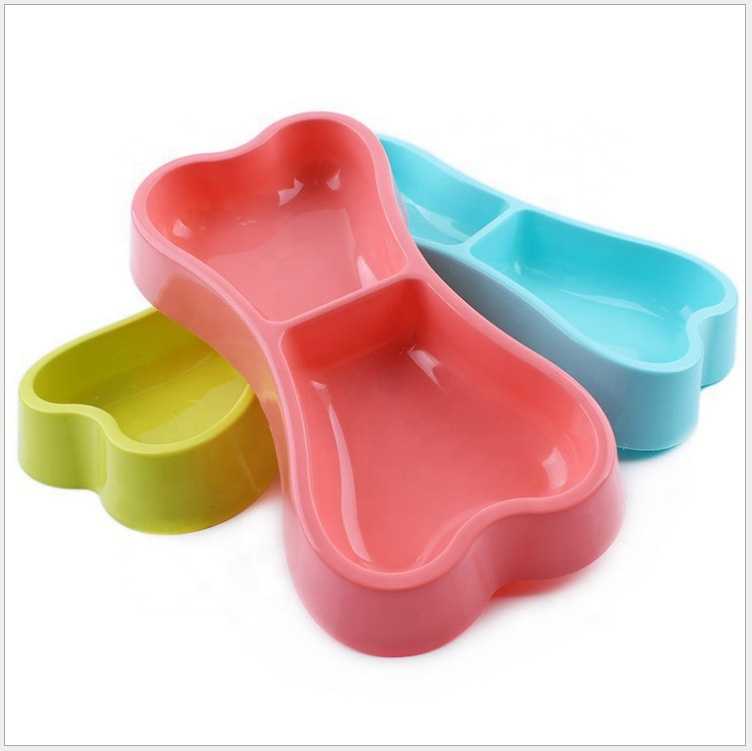 Kingtale Bone Shape Plastic Pet Dog Bowl Food Feeder