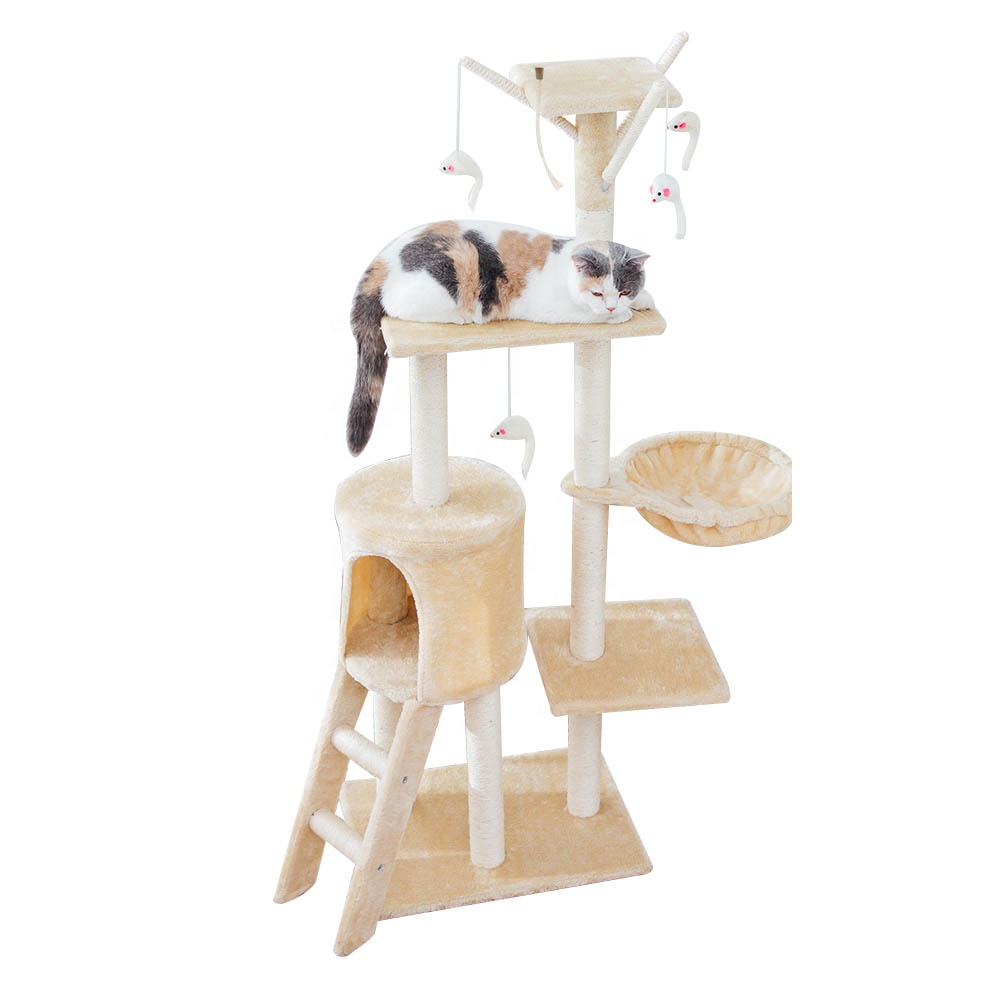 Large Interactive Soft Warm 5 Layers Sisal Scratching Cat Tree Tower