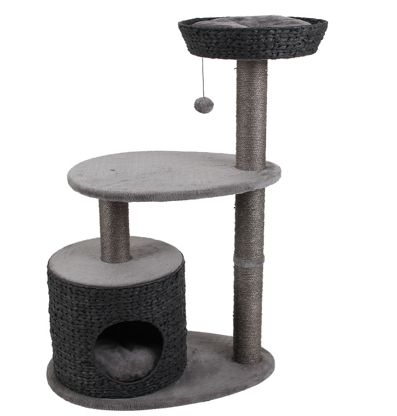 Large Wood Pet Scratcher Cat Tree With Cave